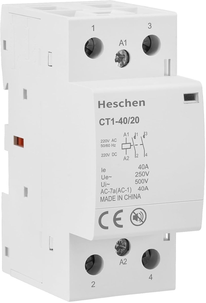 Modulaire AC-beveiliging 40 A - 220 V spoel - 2-polig - 2NO - Voor schakeling controle op 35 mm DIN-rail
