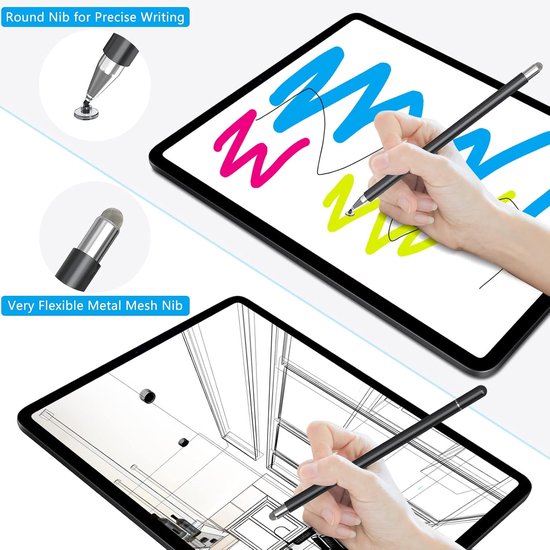 Stylus Pen, 2 in 1 Touchscreen Pen Tablet Pen Compatibel met alle Tablets en Smartphones, iPhone, iPad, Samsung, Surface, Huawei, Xiaomi, Android, IOS enz.Zwart en Roségoud — afbeelding 5