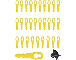 30 stuks reservemessen voor grastrimmer, kunststof messen voor trimmer, geel), golfmes, compatibel met Einhell, Ferrex, Lux Tools, gegolfd profiel voor schoon grasmaaien