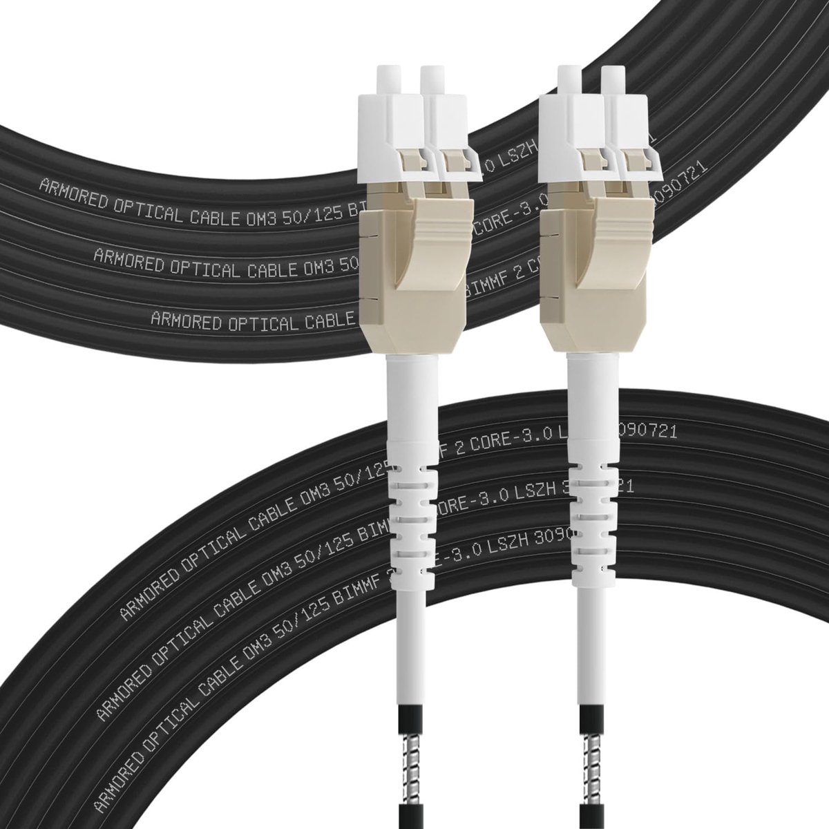 30m OM3 LWC glasvezelkabel gepantserd LC/UPC naar LC/UPC 50/125um, glasvezelkabel Outdoor Uniboot duplex multimode kabel 10GB/40GB, 10m-200m, 3mm LSZH