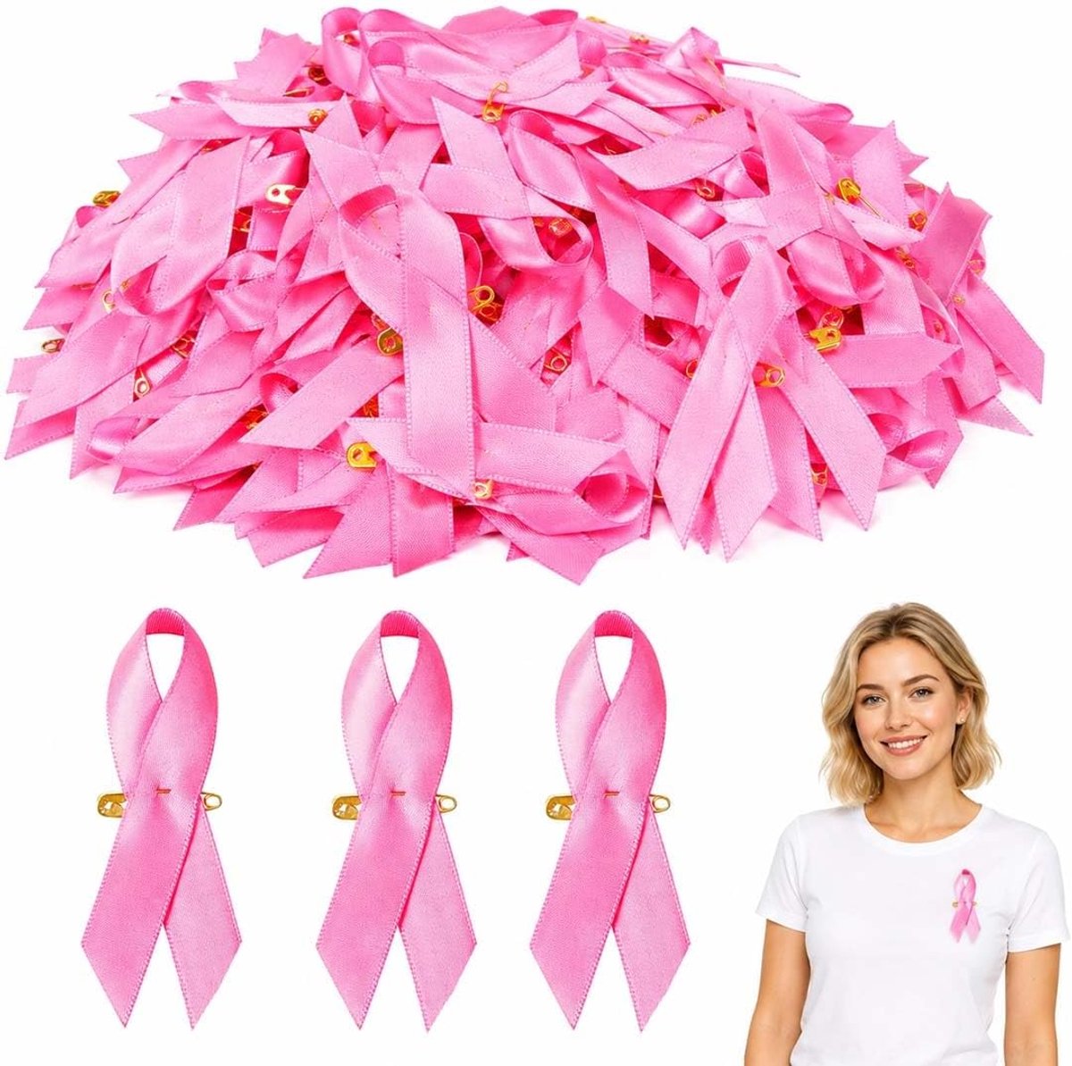 100 Stuks Oktober Roze Pins,Decoratie Pin,Bewustwordingsaccessoires