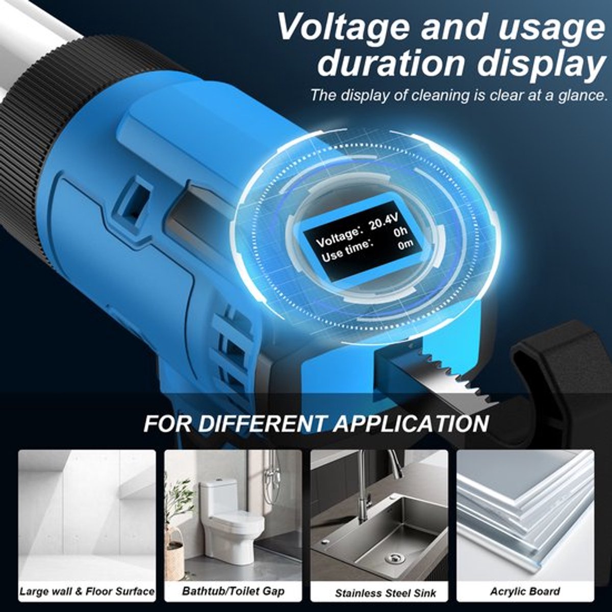 Elektrisch Kitpistool Blauw 4 Snelheden - 18V Batterij - Aluminium Nylon - Voor Glas En Lijm