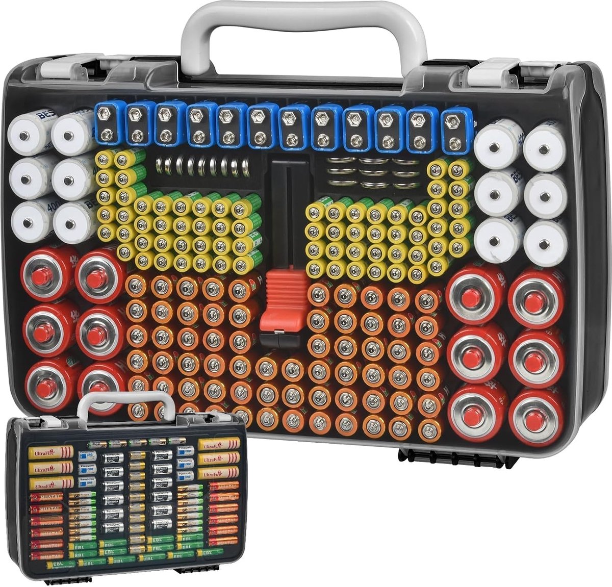 Batterij-organizer-opberghouder met dubbelzijdige houder