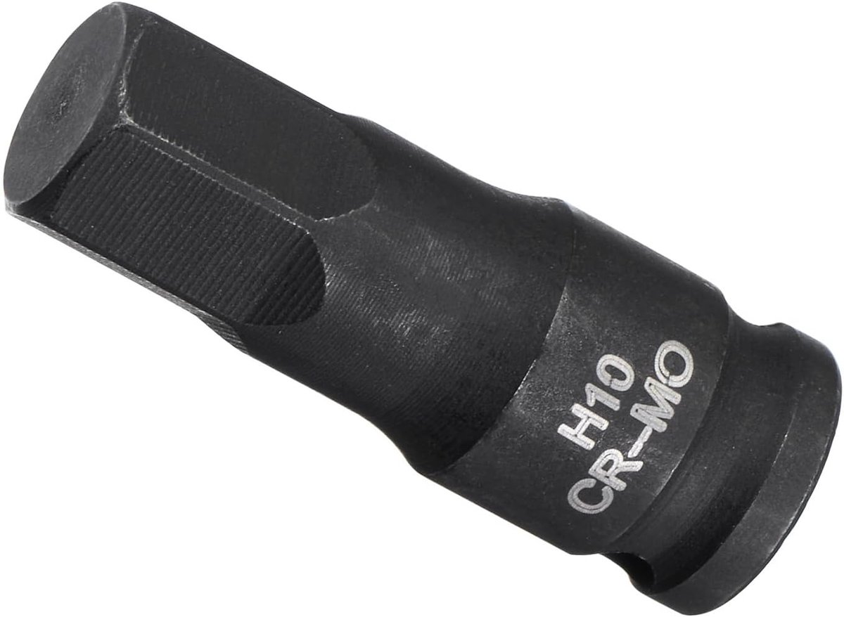 Hex Bit Socket, 10 mm (H10) Metric 35 mm lang, chroom-molybdeen-staal, eendelige constructie 1/4 inch aandrijf-impact-socket - (voor installatie en verwijdering)