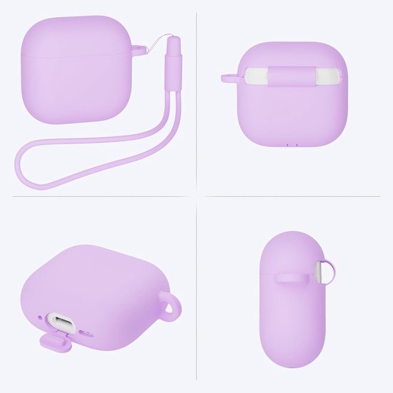 Hoes Compatibel met AirPods 4th Generation hoes (2024) met reinigingsset, Beschermend Siliconen hoesje voor Airpods 4, LED vooraan zichtbaar (Lichtpaars) — afbeelding 4