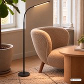 BRILONER Mura – LED Vloerlamp – dimbaar – 6W – 600lm – touchbediening – bureaulamp zwenkbaar – zwart – moderne leeslamp