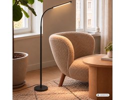 BRILONER Mura – LED Vloerlamp – dimbaar – 6W – 600lm – touchbediening – bureaulamp zwenkbaar – zwart – moderne leeslamp