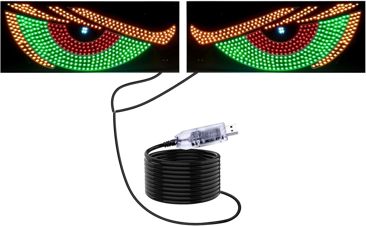 2 STKS Devil Eyes Licht voor Auto Voorruit USB Plug & Play Auto LED met 11 Modes Demon Teken voor SUV's Pickups Trucks RVs
