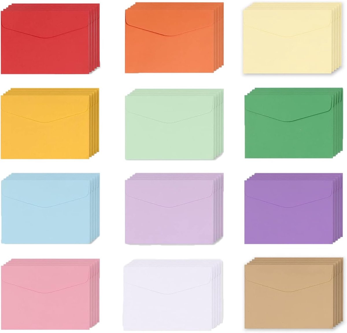 Zalati Mini Enveloppen 60 stuks kleine enveloppen voor cadeaubon bruiloft verjaardag en Thanksgiving festivals - 12 kleuren