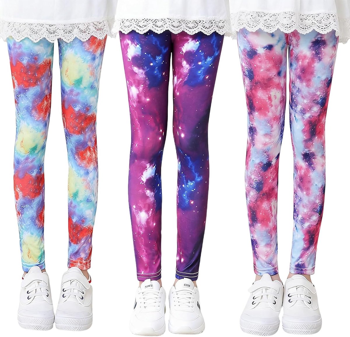 Leggings, kleurrijke sportbroek, thermische leggings voor meisjes, ondoorzichtige en elastische vrijetijdsbroek, sterrenpatroon voor dagelijks gebruik, school en sport, leggings