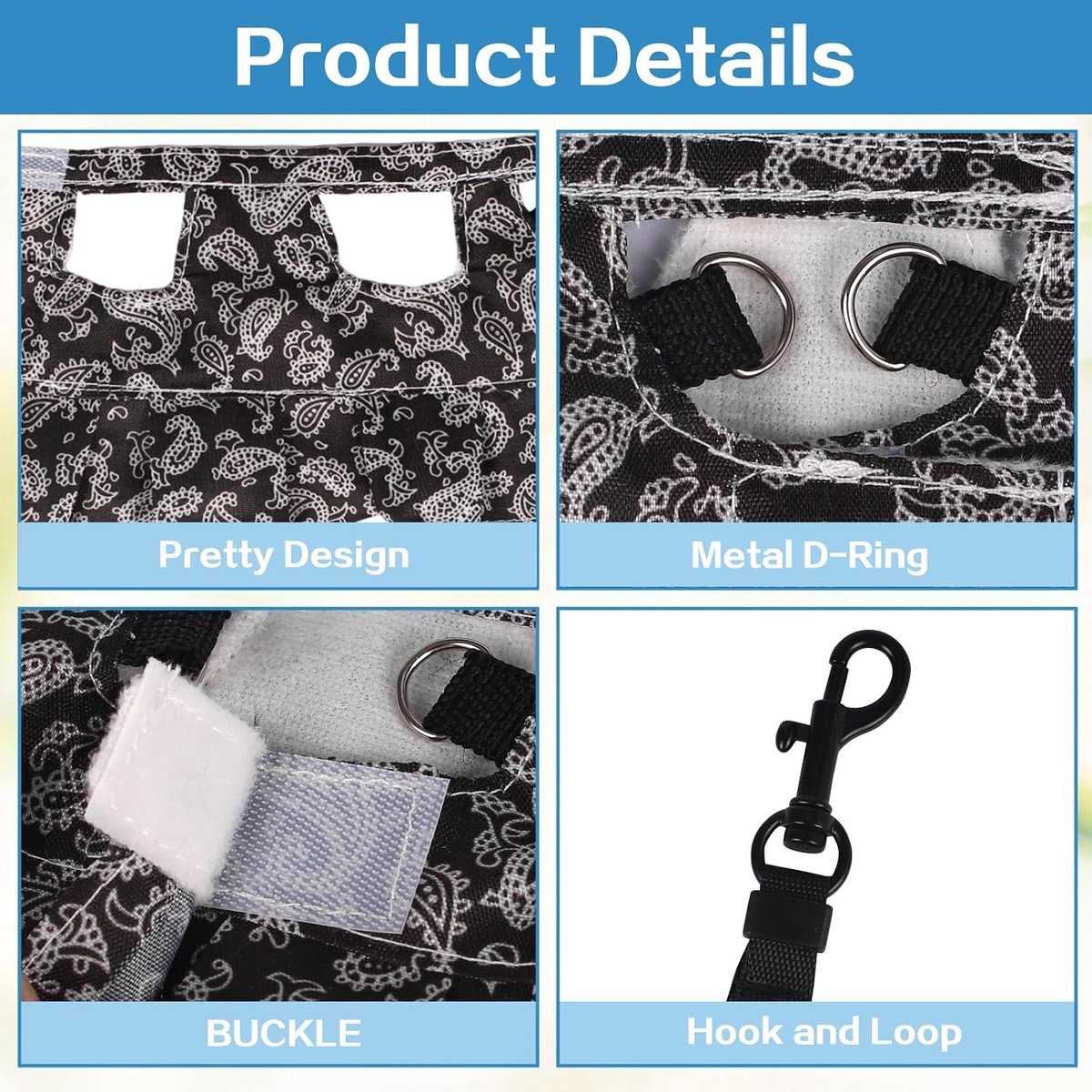 Baardrakenharnas en riem rokken set verstelbare reptielen hagedis riem touw jurken kleding starterkit accessoires voor kleine dieren buiten wandelen training (zwart)