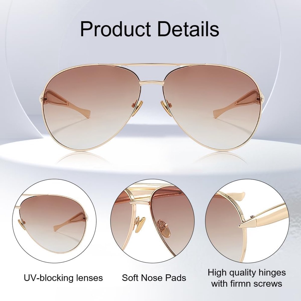 Pilotenbril Dames Heren Fashion Oversized Zonnebril Uv Bril Retro Bril Met Brillenkoker Voor Reizen Strand Festival Dagelijks Gebruik