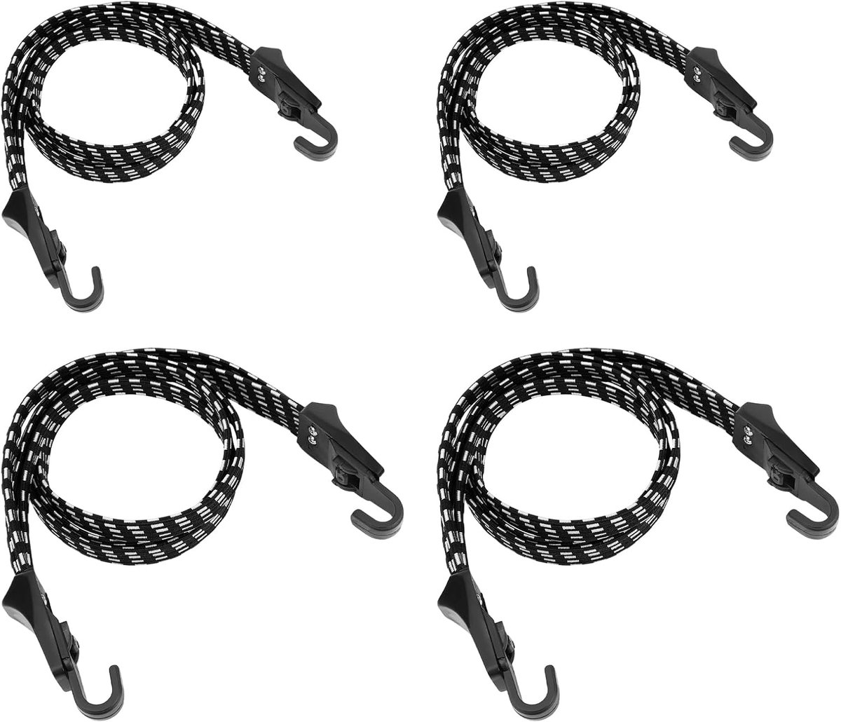 4 stuks elastische riemen met haken, elastische koorden voor motorfiets en fiets (60 cm en 90 cm), verstelbare bevestigingsriem voor bagagedrager, helm en bagage, motor- en scooteraccessoires