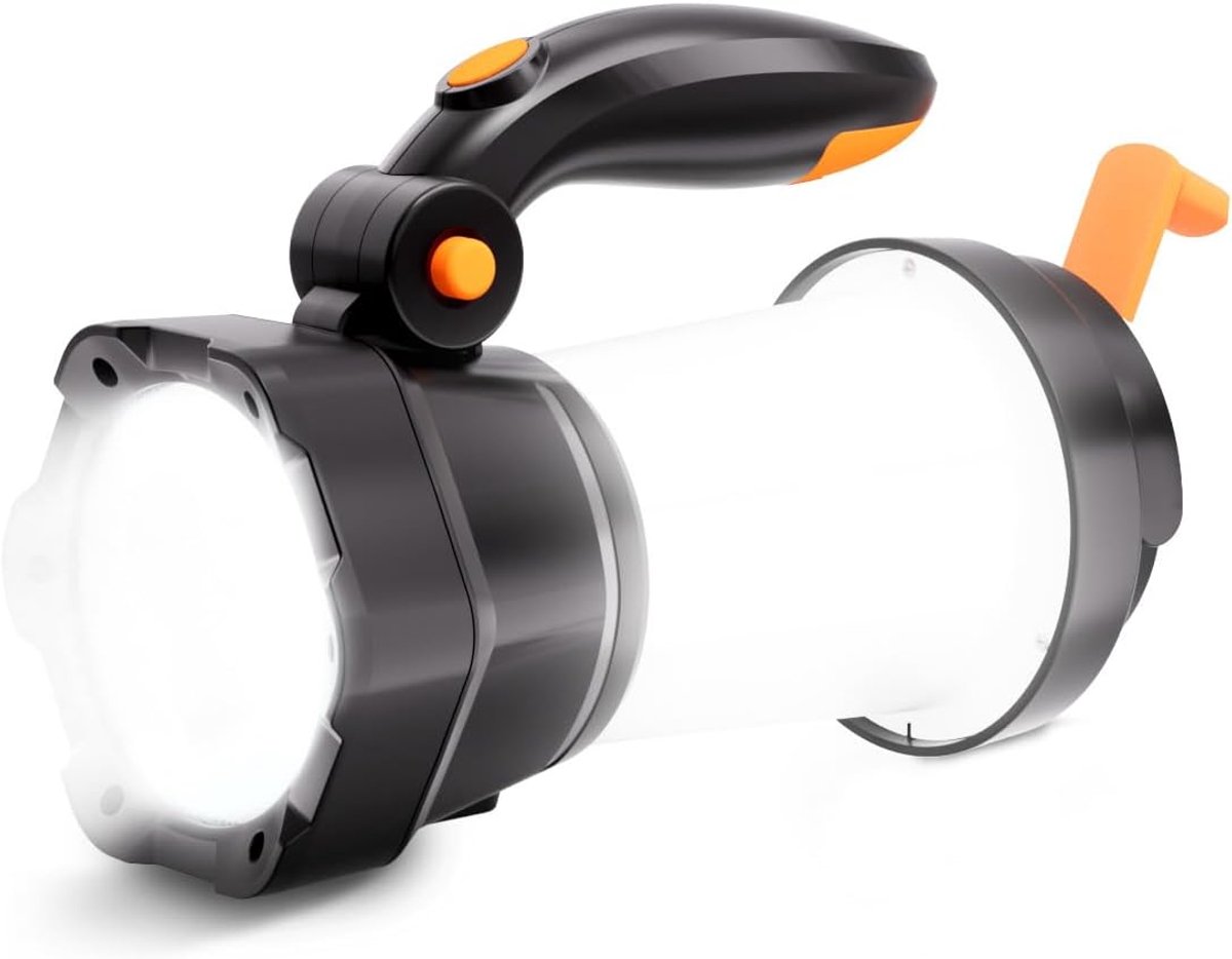 2-in-1 LED Campinglantaarn Zaklamp, Oplaadbaar met Handzwengel