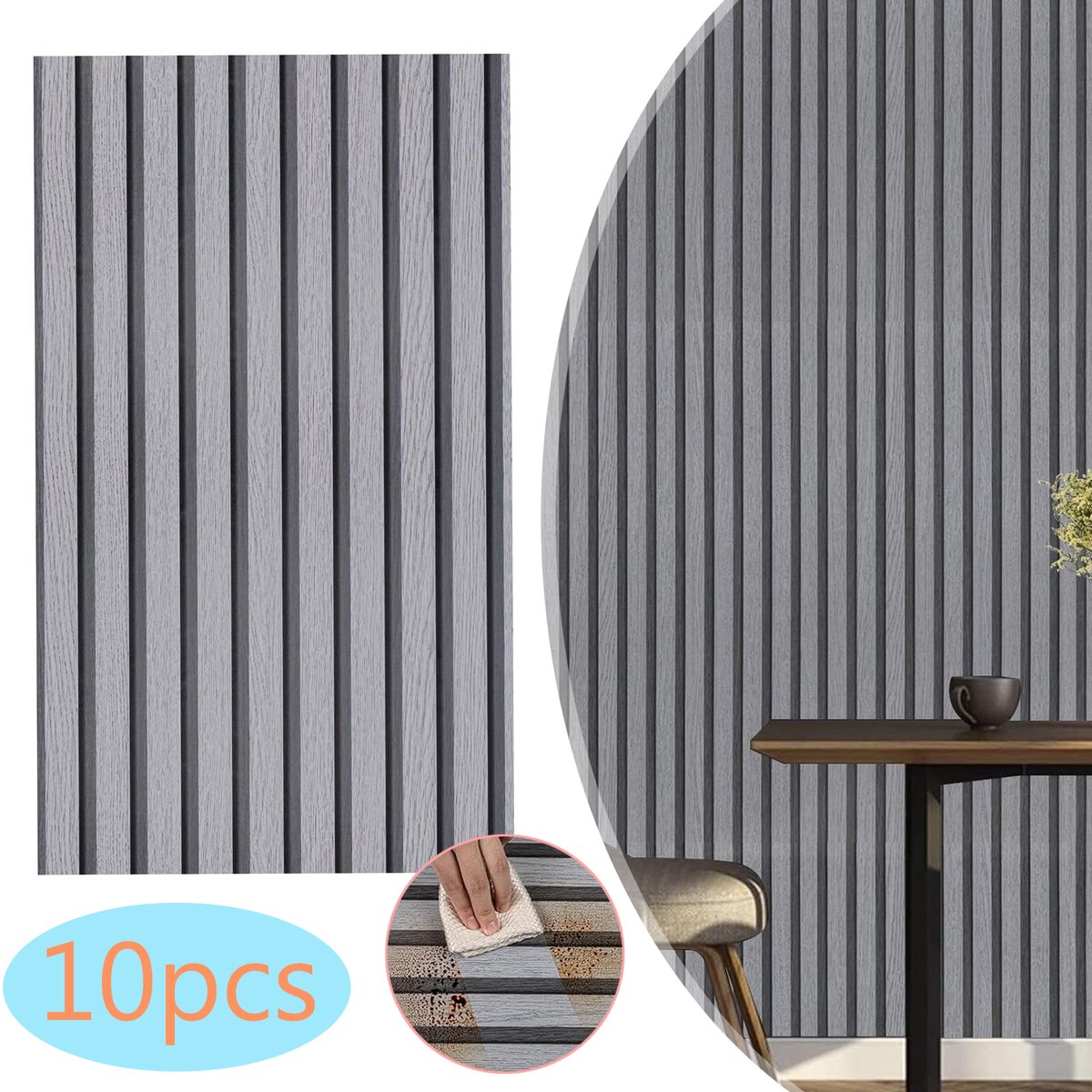 10 Stuks Zelfklevende Wandpanelen - Zelfklevende Wandtegels - Tegelstickers Met Streepmotief - Waterdichte Wandbekleding