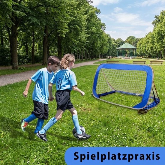 Voetbaldoel voor kinderen, set van 2, 120 cm, blauw, opvouwbaar — afbeelding 3