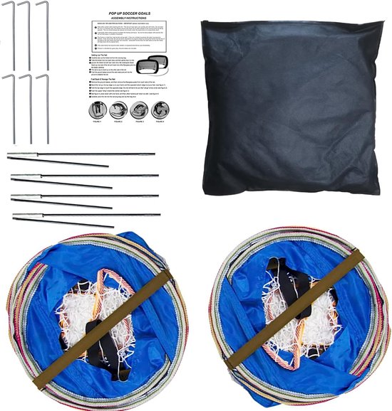 Voetbaldoel voor kinderen, set van 2, 120 cm, blauw, opvouwbaar — afbeelding 5
