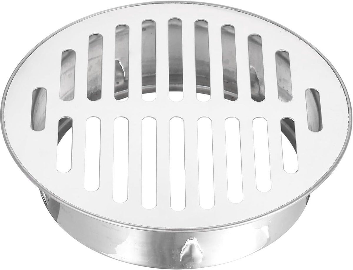 Afvoerafdekking van roestvrij staal, platte vloerafvoer met clip-on bevestiging, 178 x 145 x 45 mm