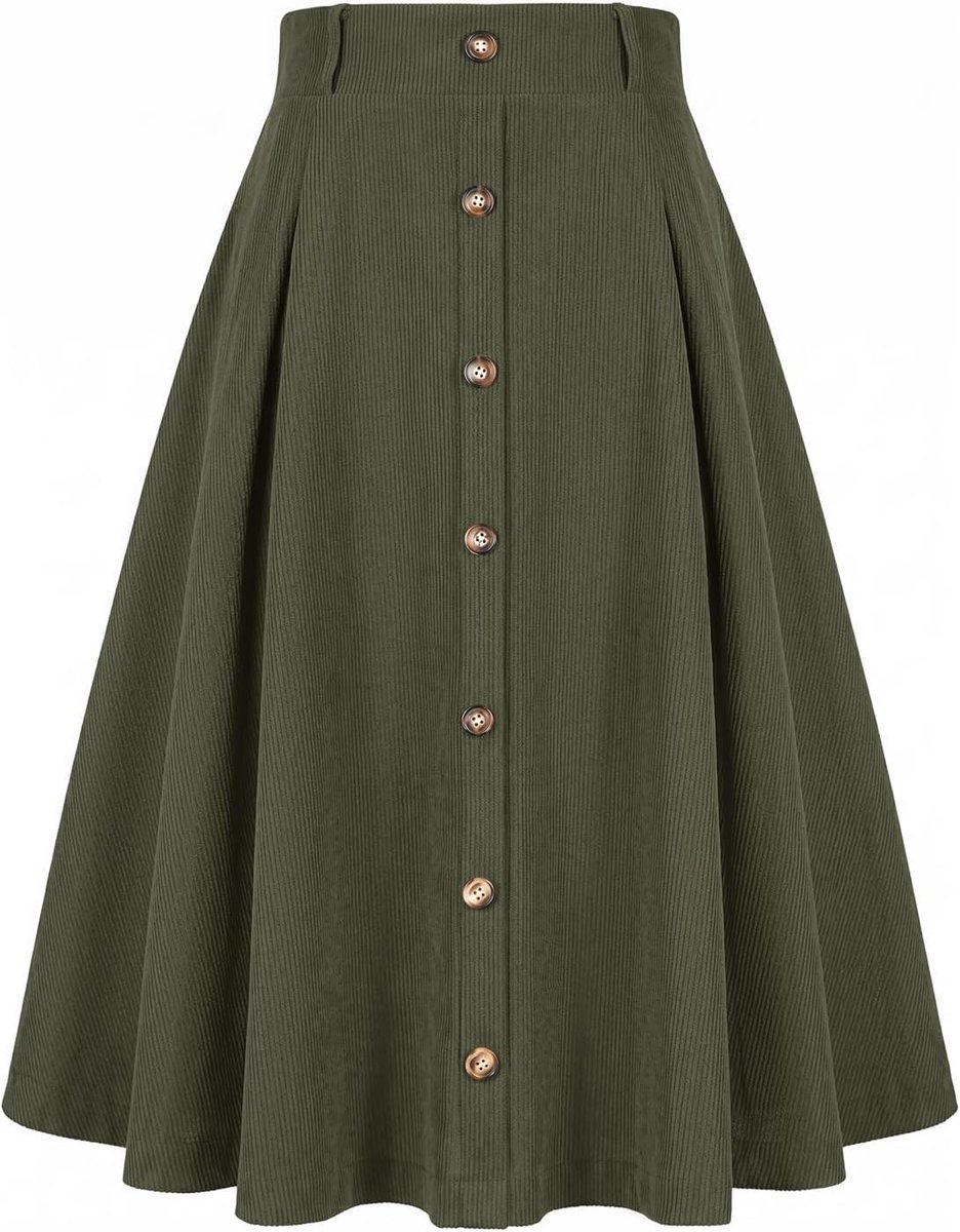 rok voor dames, hoge taille, herfst, winter, midi-rok, A-lijn, business, corduroy, korte rok, elegant, vintage, swing, vrijetijdsrok met zakken