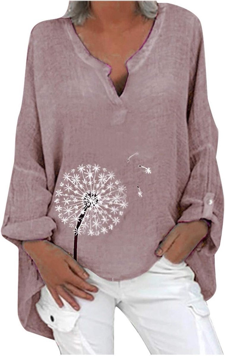 Oversized linnen blouse met bloemenprint