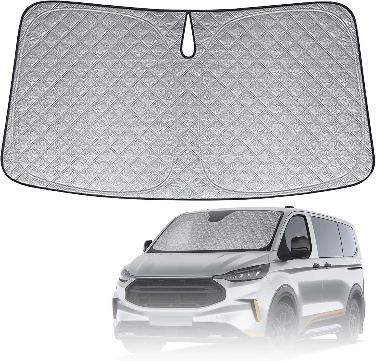 Zonwering voor de auto, vervanging voor Ford Transit Custom 2012-2025, voorruit binnen, opvouwbaar, uv-bescherming, reflecterende stofbescherming, zonwerende folie