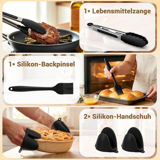 Accessoires voor Airfryer Foodi Max Dual Zone AF400EU 9,5 l, opvouwbare siliconen vorm, accessoires set, herbruikbare ovenschaal, inzetstuk voor Airfryer AF400EU / DZ400EU — afbeelding 5