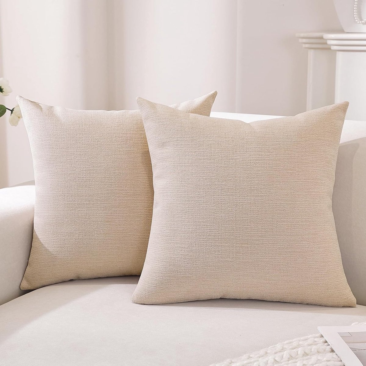 Linnen Kussenslopen 2 Stuks, 60 X 60 cm, Decoratief, Met Verborgen Ritssluiting, Modern Kussenslopen, Comfortabel, Robuust, Voor Woonkamer, Slaapkamer, Roze