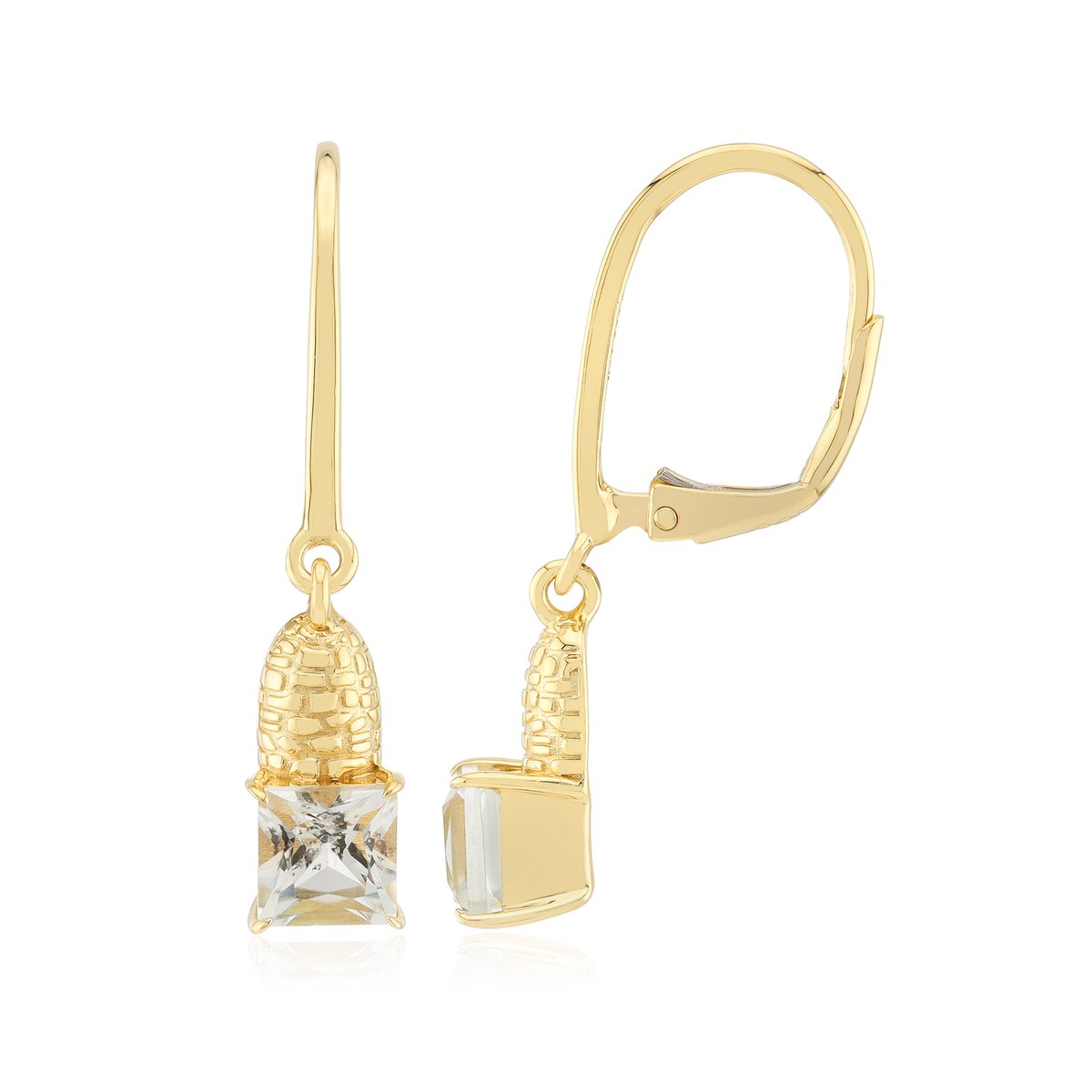 Cavill - Luxe Oorbellen 925 Sterling Zilver Verguld - 1.144 ct Groene Amethist Prinsessenslijpsel - Elegante Braziliaanse Edelsteen - Dames