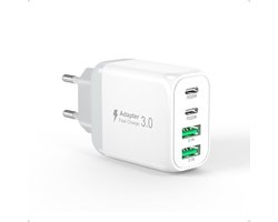 Cshare USB-C-oplader, 40 W, meervoudig 4 poorten met PD&QC3.0 snellader, voor iPhone 15/14 Pro Max/13/12/11/XR/Plus, iPad, Samsung Galaxy S23, S22, S21 Ultra, tablet, Android, mobiele telefoonadapter