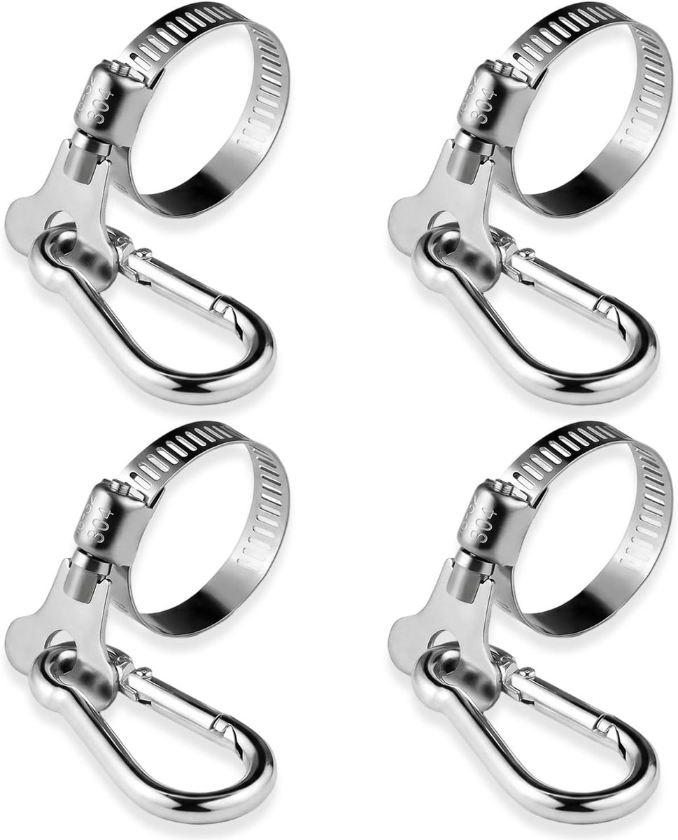 4 stuks vlaggenmastringen met karabijnklem, verstelbare vlaggenhouder (22-32 mm), robuuste vlaggenmastaccessoires voor boot, jacht, vrachtwagen, ATV en tuin
