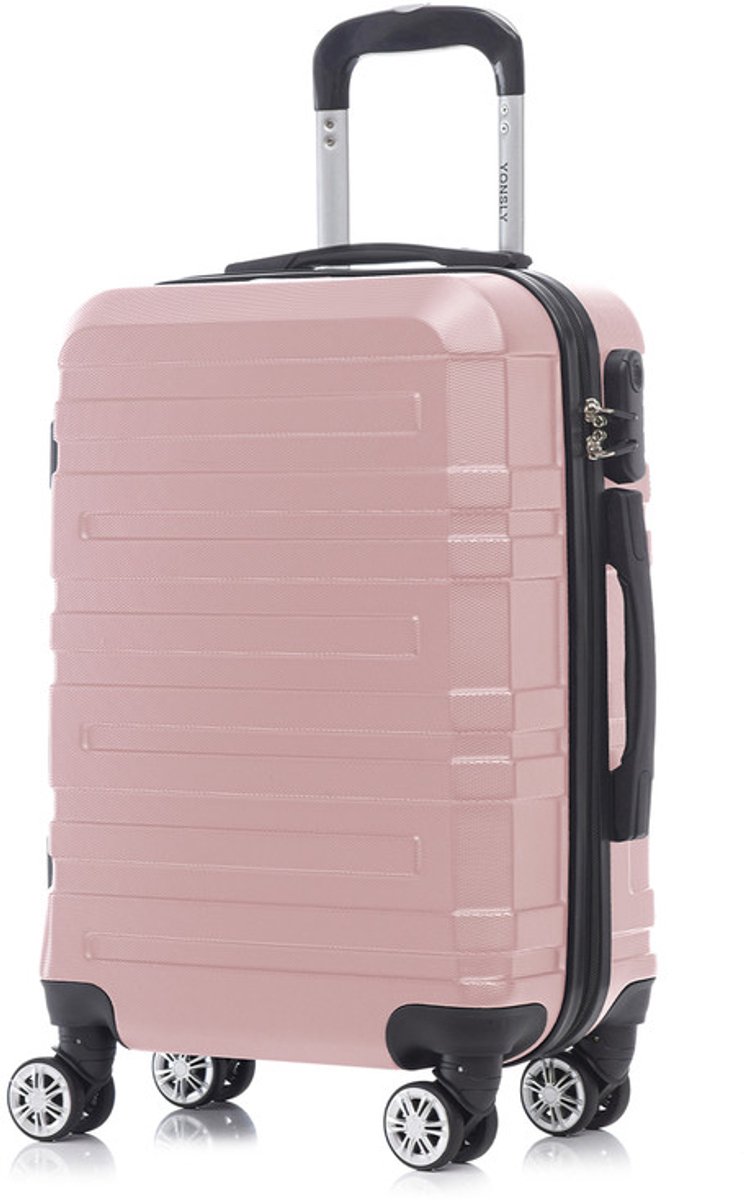 YONSLY Handbagage Koffer - 55cm - 40 L - Cijferslot- 360° Draaibare Wielen - Roségoud