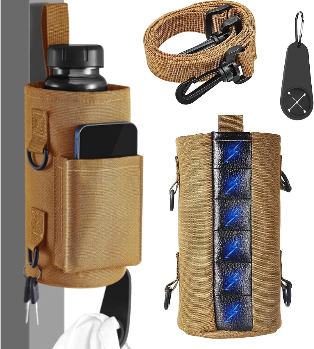 Fitness Tas, Magnetische Beker Houder, Sport Magnetische Opvangtas, Mobiele Telefoon Headset Water Beker Sleutel Opvangtas, Geschikt Voor Outdoor Sport Fitness (Bruin)