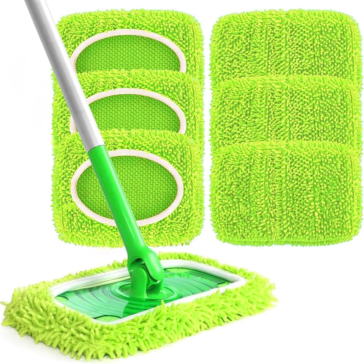 6 Stuks - Herbruikbare microvezel doekjes - Geschikt voor Swiffer Wetjet - Wasbare dweilpads - Microvezel mopkussens - Duurzaam & Absorberend - Perfect voor Dagelijks Schoonmaken - Milieuvriendelijk Alternatief - Groen