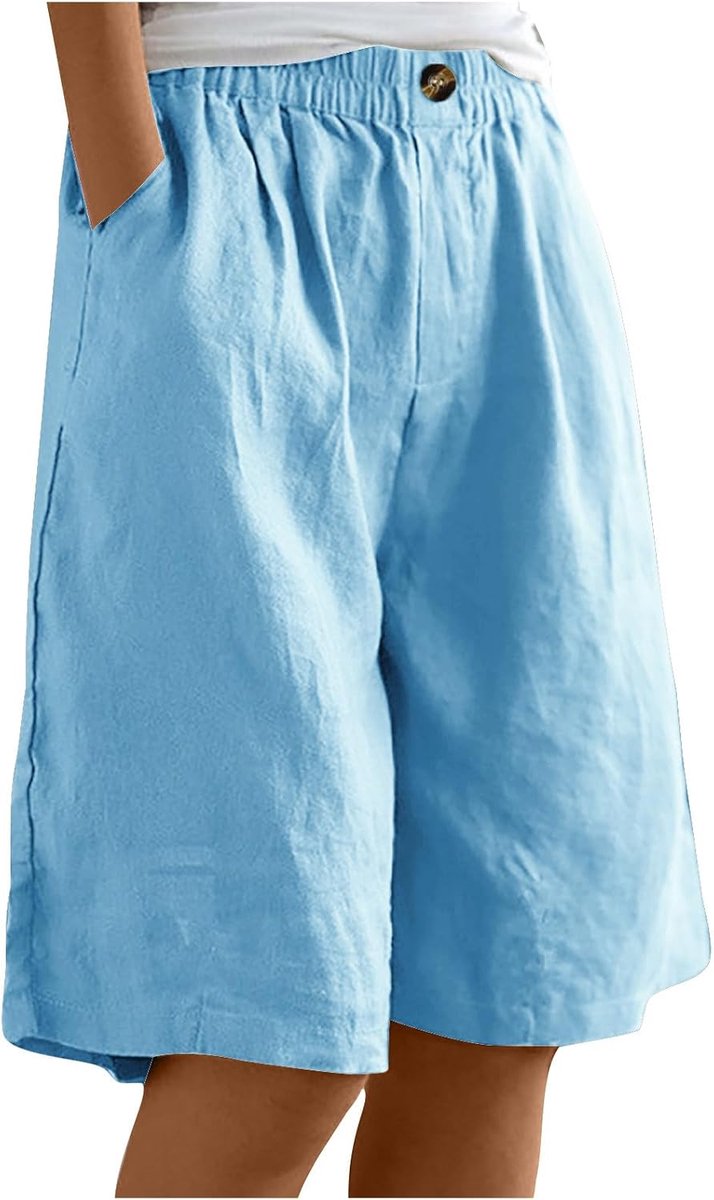 Linen bermuda shorts met elastische tailleband en zakken