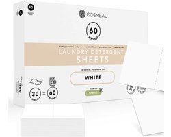 Cosmeau Witte Was Wasmiddel Wasstrips 60 Wasbeurten Wasvellen Wasdoekjes Detergent Sheets Wasdoekjes - Biologisch Afbreekbaar