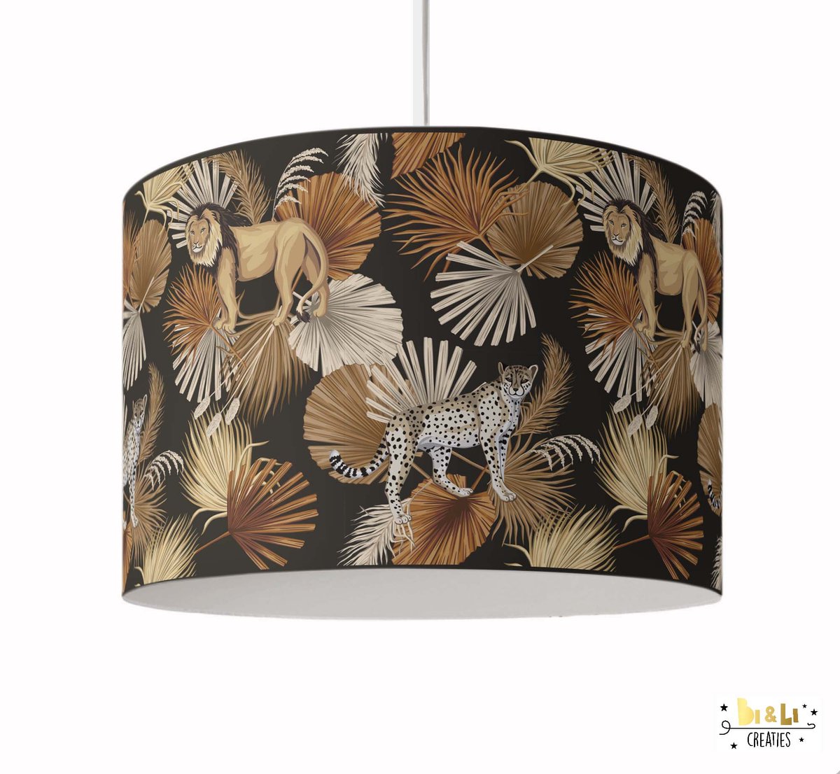 Hanglamp leeuwen en luipaarden-hanglamp-dieren-leeuwen-sfeerverlichting-pendel-luipaarden-lampen-kinderkamerdecoratie-woonaccessoires
