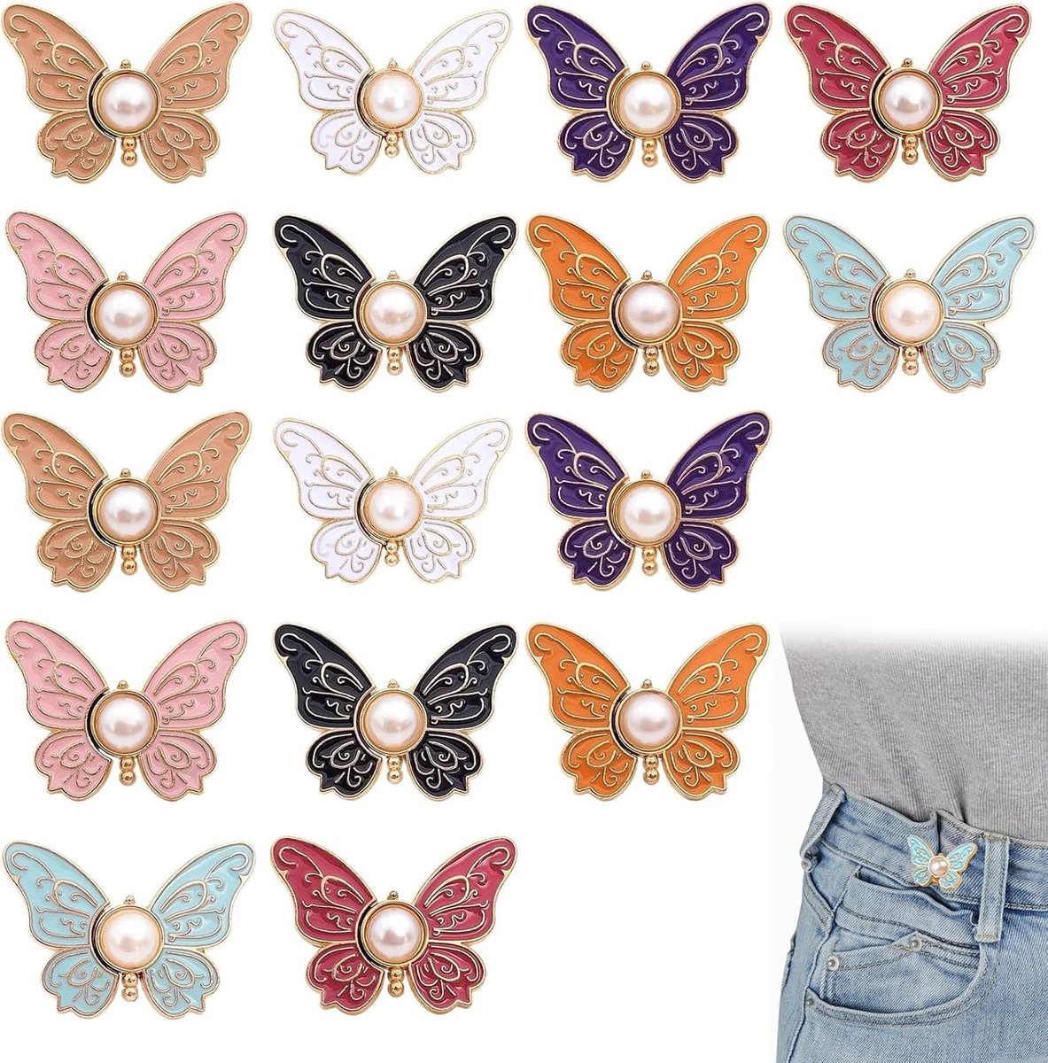 16x Vlinder Broekriem Clip Metaal 3.5cm Naadloos Verstelbaar Taille