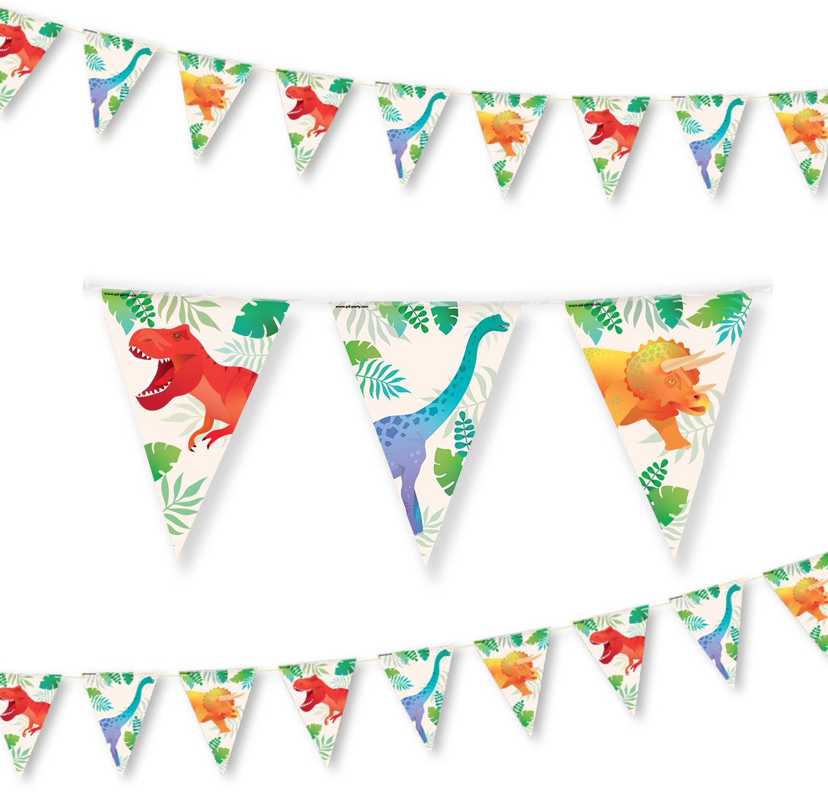 LUQ – Dino Kinderfeestje Vlaggenlijn – 10m – Jurassic Birthday Party Decoratie – Verjaardag Versiering – Direct Ophangen