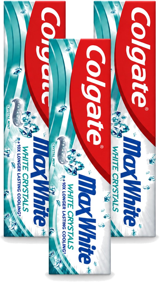 3 x Colgate - Max White - Whitening Crystals - Tandpasta - 100ml - Voordeelverpakking - 3 stuks
