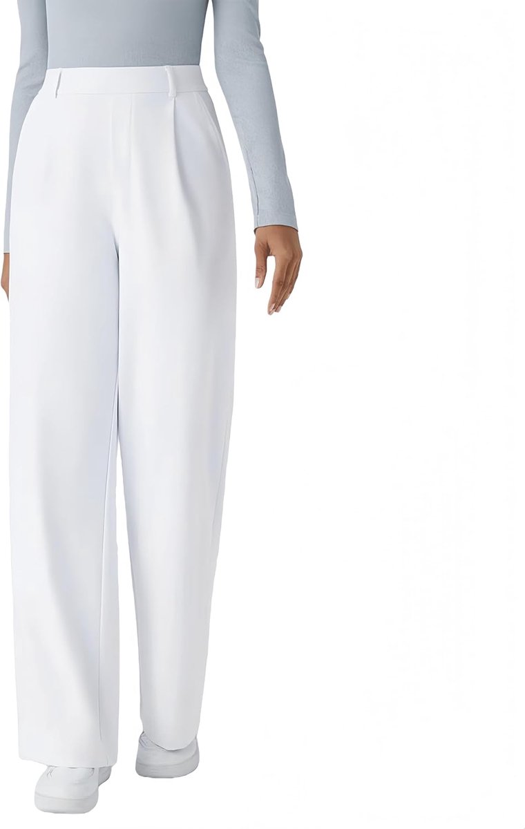 Brede en losse broek met palazzo, hoge taille, stretch, met zakken, yoga, dames, hoge taille, brede pijpen, ondoorzichtig, buikcontrole, vrijetijdsbroek