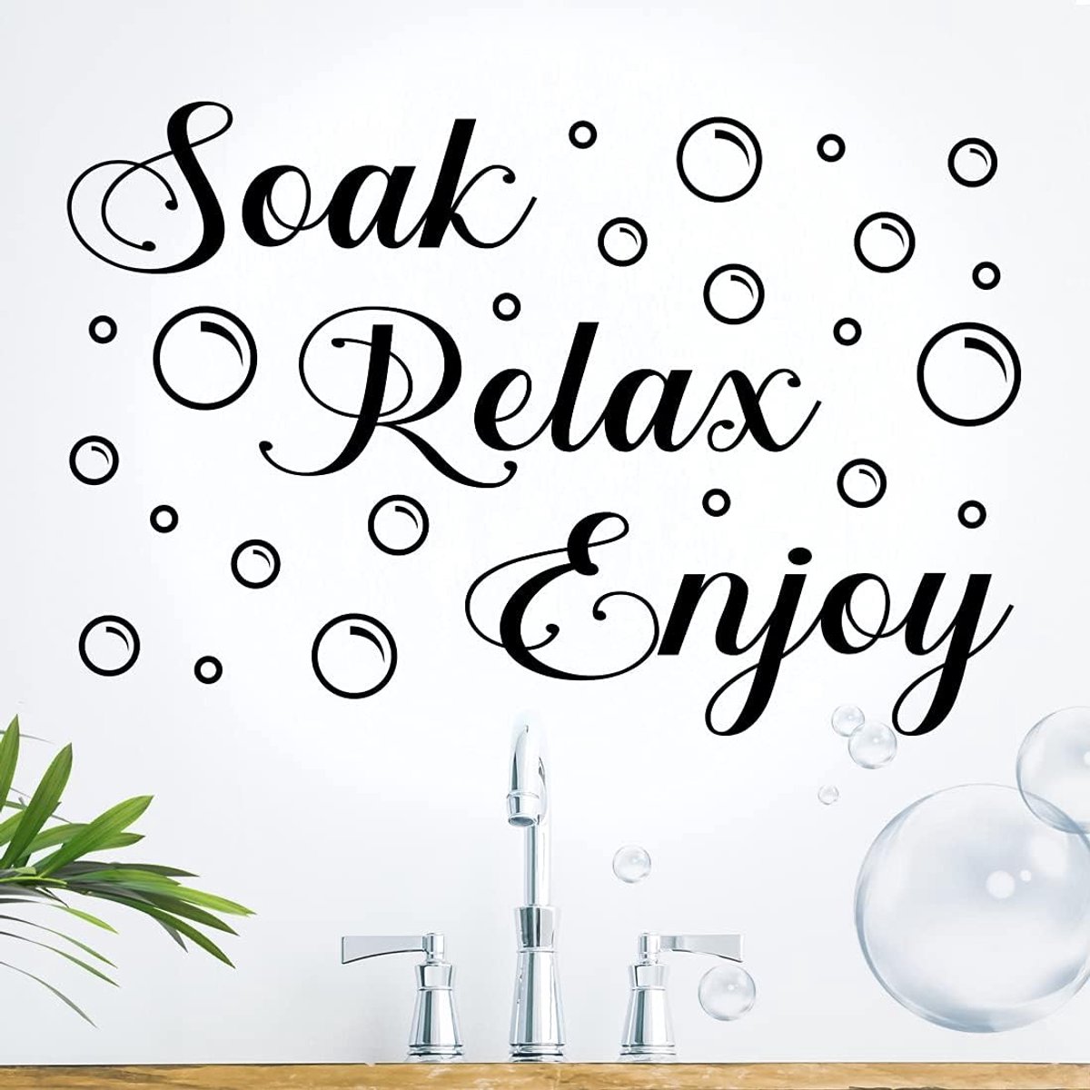 Relax Geniet Van Badkamer Muurkunst Stickers Decor Citaten Kamer Sticker Woondecoratie Toilet Vinyl Teken Decal Decoratieve Transfers Inspirerende Grappige Bad muurschilderingen Motiverende Verwijderbare Muurschildering Borden