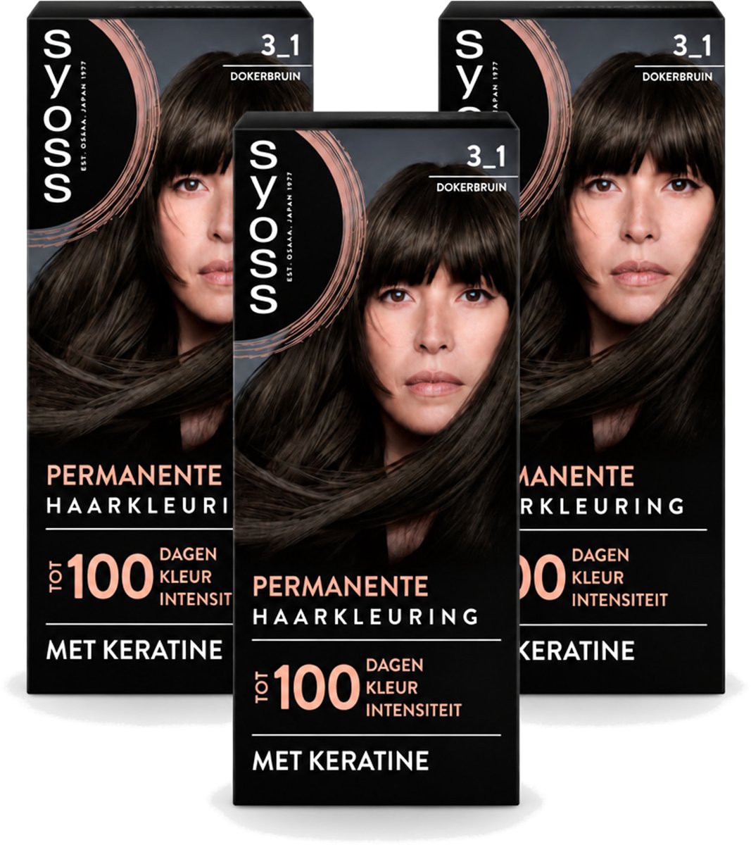 3 x SYOSS - Permanent Coloration 3-1 - Haarverf - Permanente Haarkleuring - Donkerbruin - Grijsdekking - Voordeelverpakking - 3 stuks
