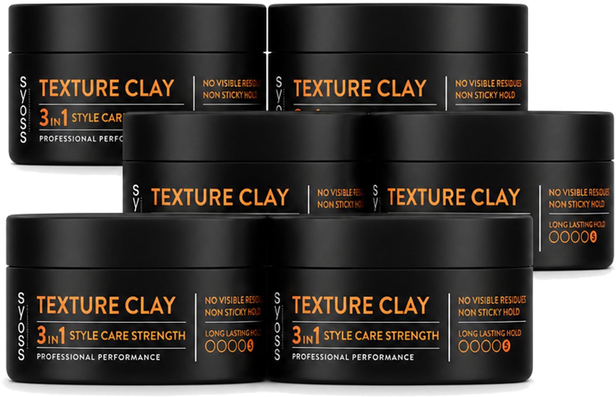 6 x SYOSS - Texture Clay - Verzorging - Langdurige Styling - 100ml - Voordeelverpakking - 6 stuks
