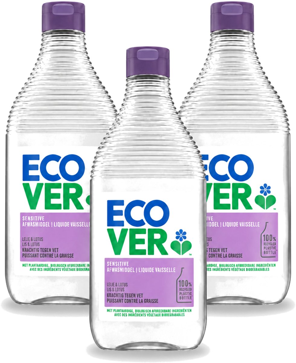 3 x Ecover - Afwasmiddel - Lelie & Lotus - 450 ml - Voordeelverpakking - 3 stuks