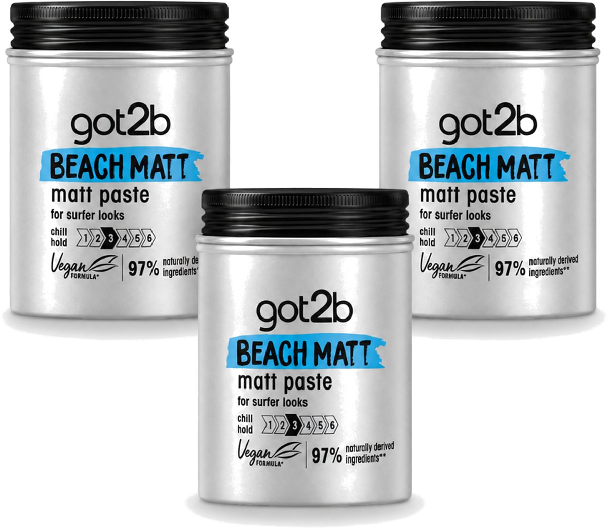3 x Got2B - Styling Paste - Beach Matt - 100 ml - Voordeelverpakking - 3 stuks