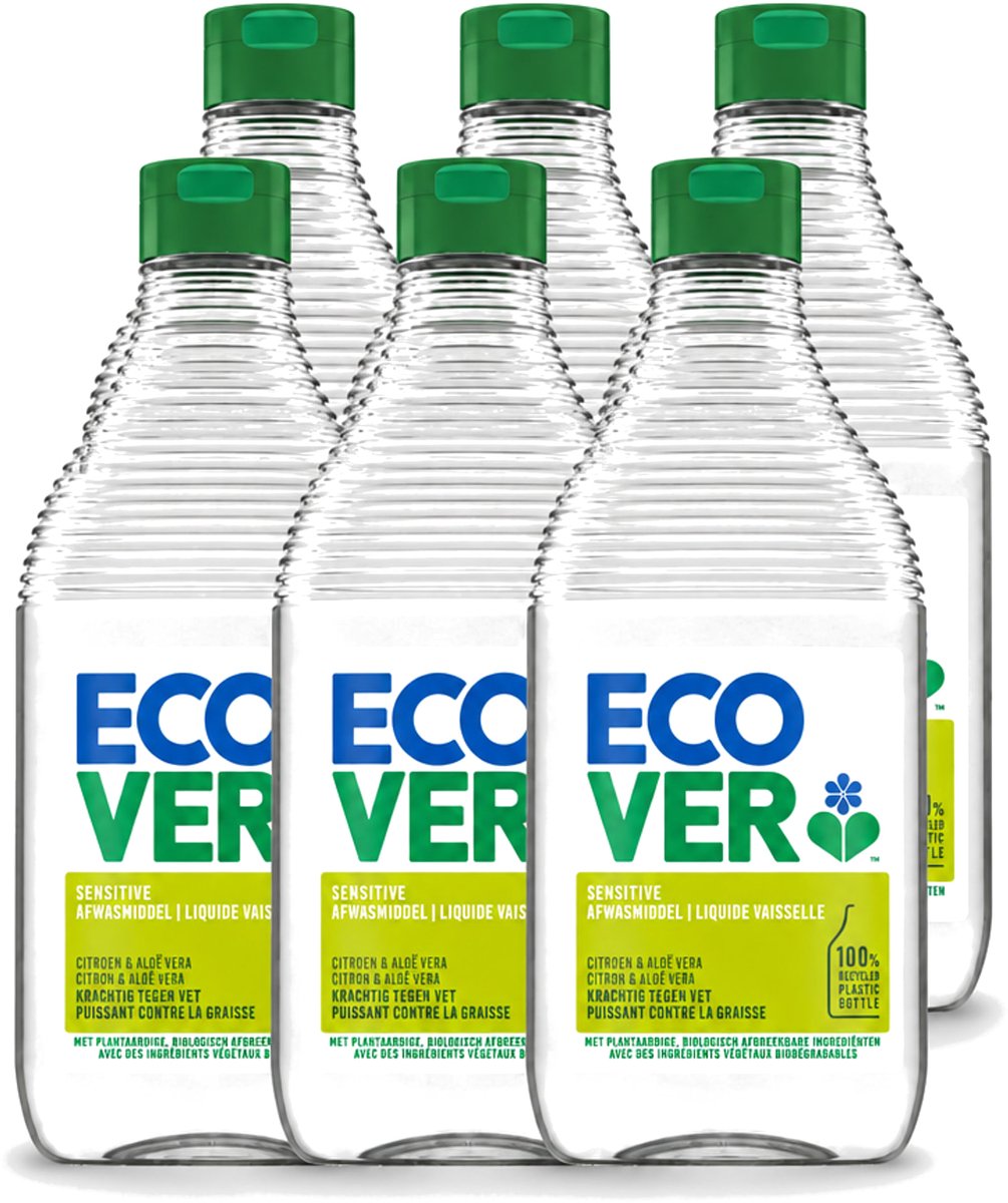 6 x Ecover - Afwasmiddel - Citroen & Aloë Vera - 450 ml - Voordeelverpakking - 6 stuks