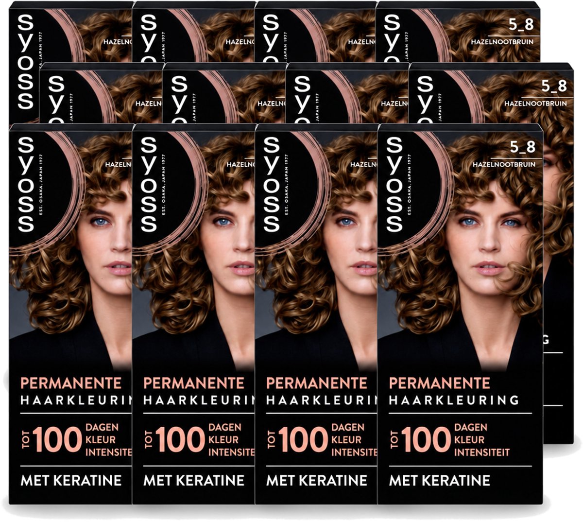 12 x SYOSS - Coloration 5-8 Hazelnootbruin - Haarverf - Grijsdekking - Vermindert Haarbreuk - Voordeelverpakking - 12 stuks