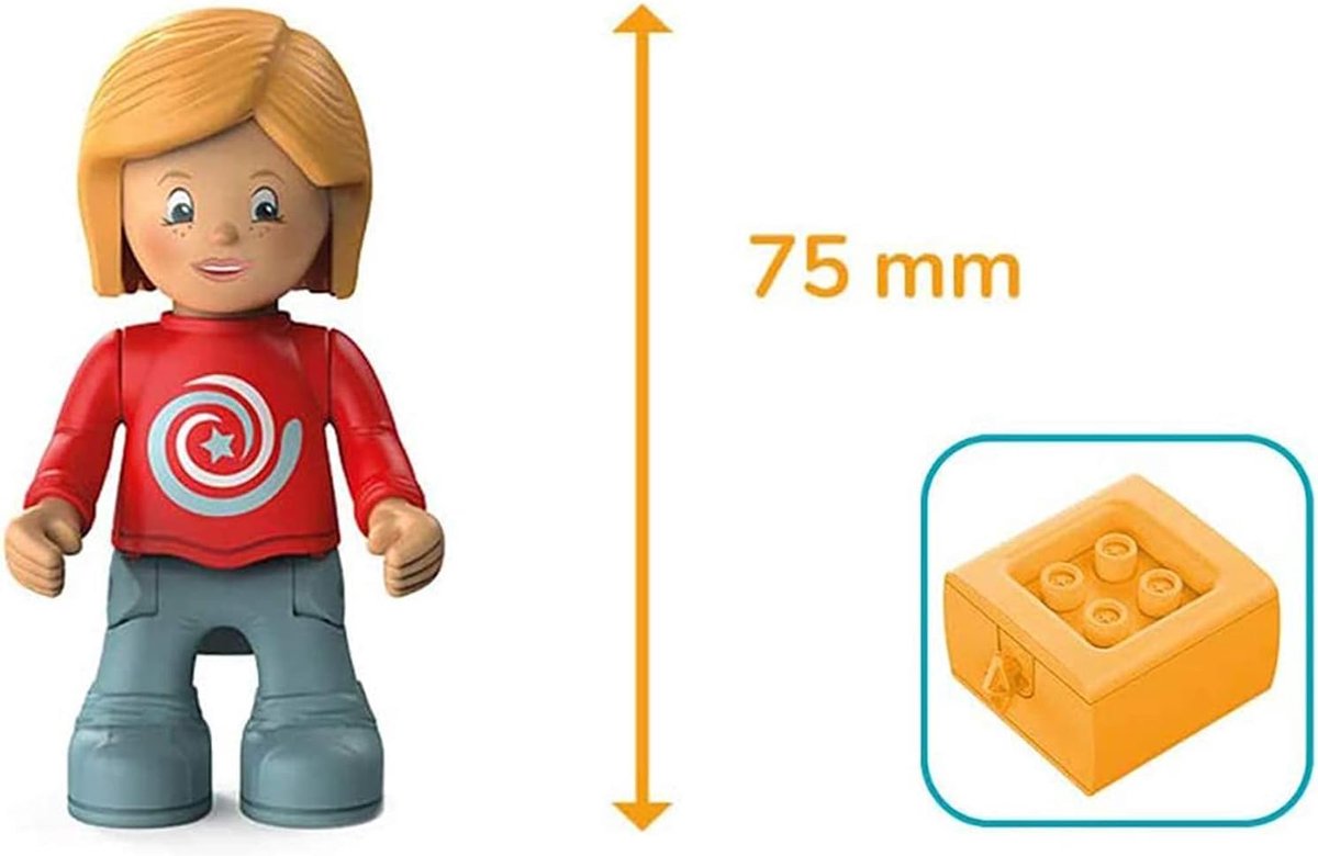 0108, Paula Pretty, 2-delig vliegtuig, combineerbaar, inclusief beweegbaar speelgoedfiguur, hoogwaardige vliegwielmotor, grijs-blauw/rood, vanaf 12 maanden