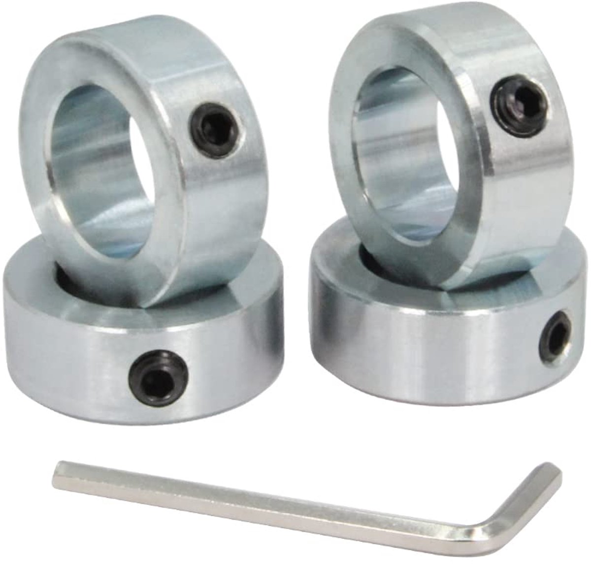 4 stuks boorhulzen van 1 inch schroefmanchetten van verzinkt massief staal met 1-5/8 inch buitendiameter en 5/8 inch breedte voor aandrijfassen (1 inch)