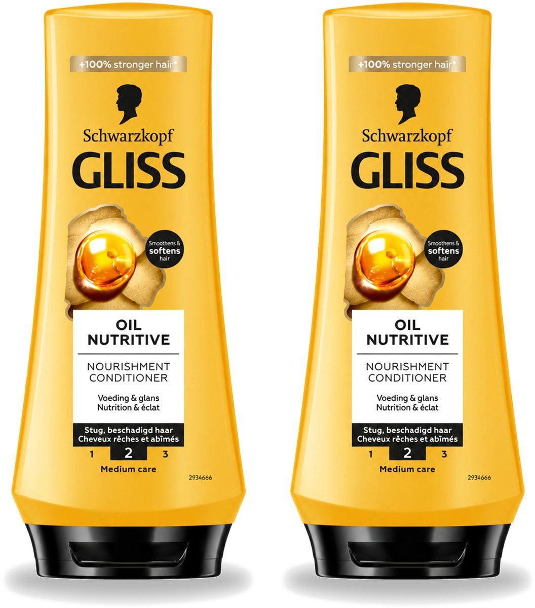 2 x Gliss - Hair Repair - Conditioner Oil Nutritive voor Intensieve Voeding - 200 ml - Voordeelverpakking - 2 stuks